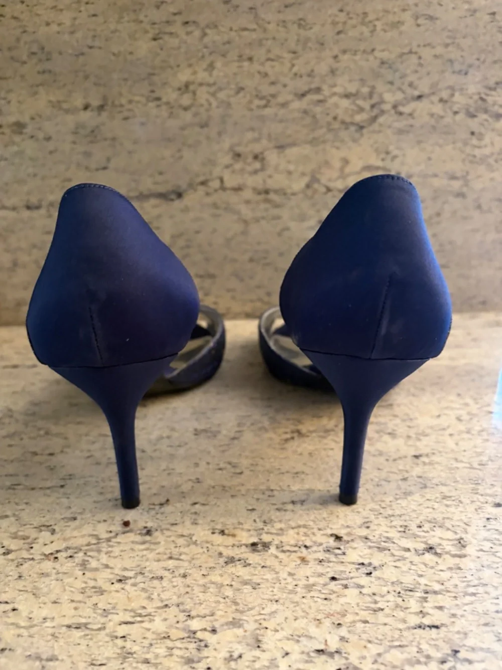 Nina of New York evening satin/glitter navy blue sandals Size 7.5 Medium